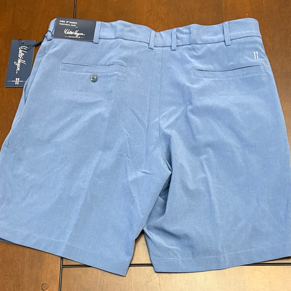 Walter Hagen Men's p11 performance Blue Flat Front Shorts - Picture 4 of 5